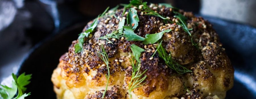 whole roasted cauliflower with tahini sauce