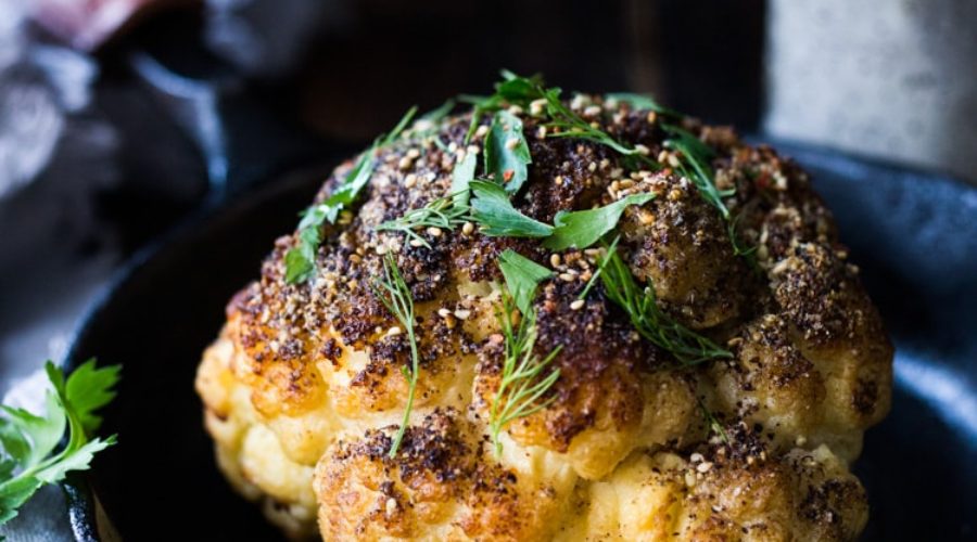 whole roasted cauliflower with tahini sauce